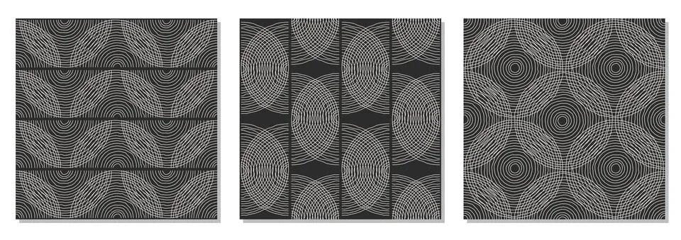 Set of minimalist seamless pattern with abstract creative hand drawn composition Stock Illustration