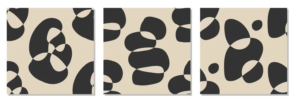 Set of minimalist seamless patterns, abstract creative hand drawn composition Stock Illustration