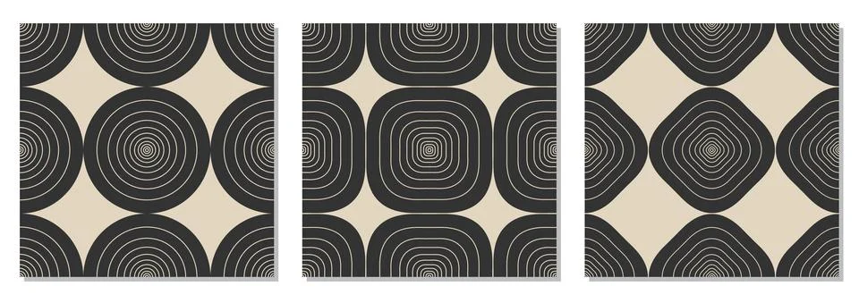 Set of minimalist seamless patterns with abstract creative geometric composition Stock Illustration