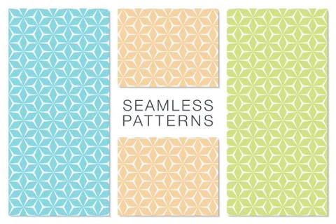 Set of Minimalist Seamless Vector Patterns. Hexagonal Tiles 스톡 일러스트