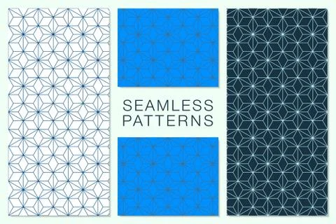 Set of Minimalist Seamless Vector Patterns. Hexagonal Tiles Stock Illustration