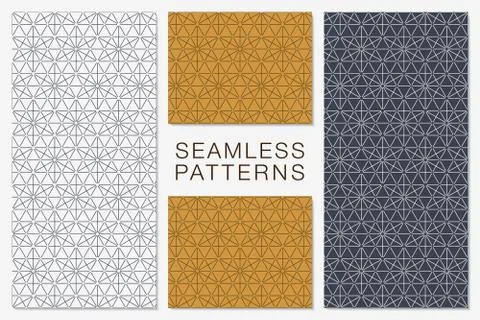 Set of Minimalist Seamless Vector Patterns. Hexagonal Tiles Stock Illustration