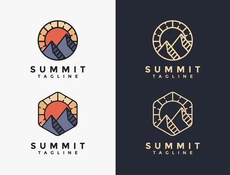 Set of minimalist summit landscape logo icon vector Stock Illustration