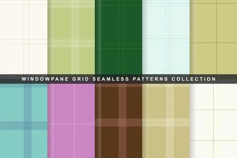 Set of minimalist windowpane grid seamless patterns with displays collectio.. Stock Illustration
