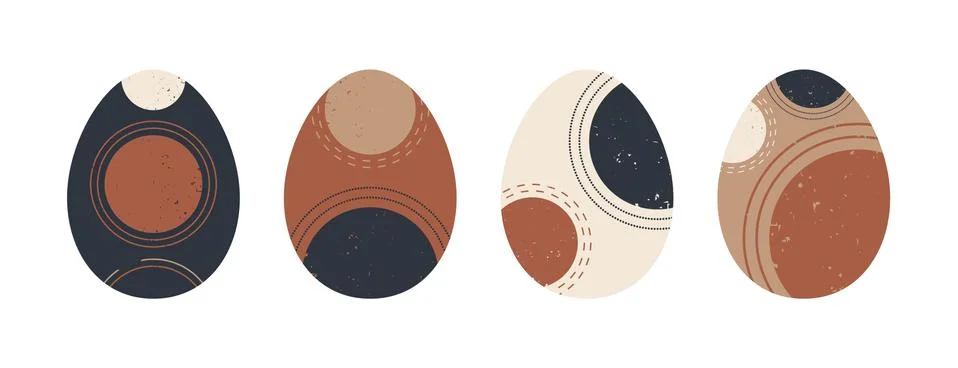 Set of minimalistic geometric easter egg with geometric shape elements. Moder Illustrazione stock