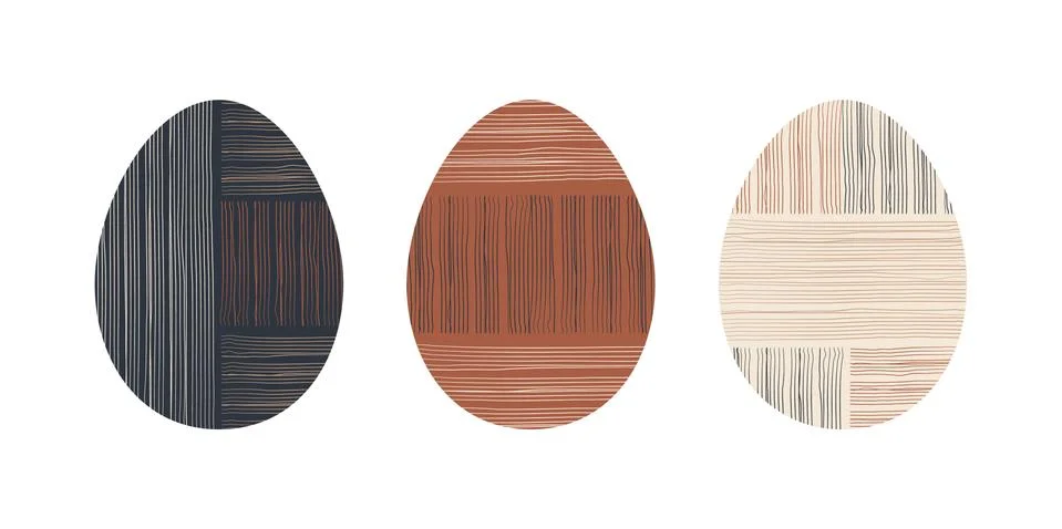 Set of minimalistic geometric easter egg with geometric shape elements. Moder Stock Illustration