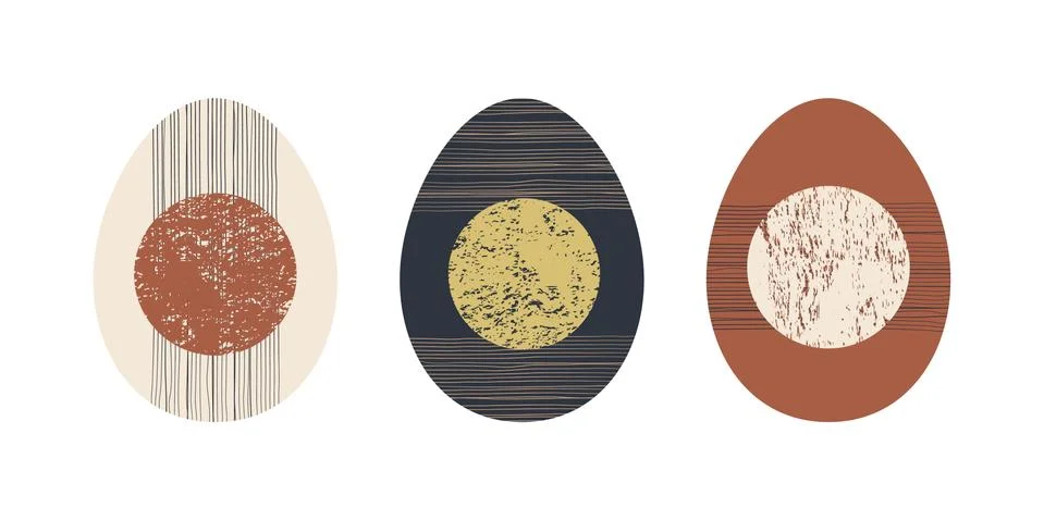 Set of minimalistic geometric easter egg with geometric shape elements. Moder Illustrazione stock