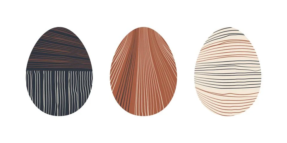 Set of minimalistic geometric easter egg with geometric shape elements. Moder Stock Illustration