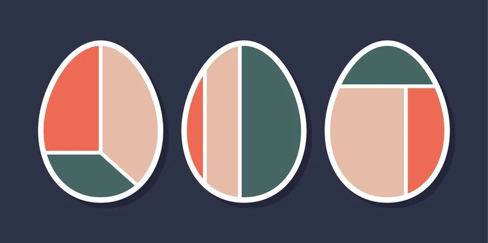 Set of minimalistic geometric easter egg with geometric shape elements. Moder Stock Illustration