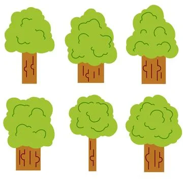Set of minimalistic green trees Illustrazione stock