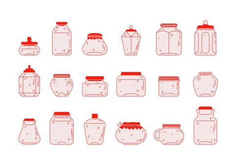 Set of minimalistic jars in flat style Stock Illustration