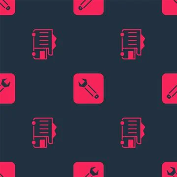 Set Mining dump truck and Wrench spanner on seamless pattern. Vector Stock Illustration