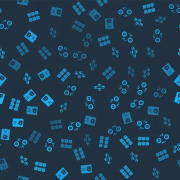 Set Mining farm, Cryptocurrency exchange, Blockchain technology and wallet on Stock Illustration