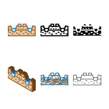 Set mining peat color icon vector Stock Illustration