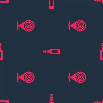 Set Minotaur labyrinth and Bottle of olive oil on seamless pattern. Vector Stock Illustration