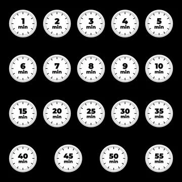 Set minute time clock countdown number icon design Stock Illustration