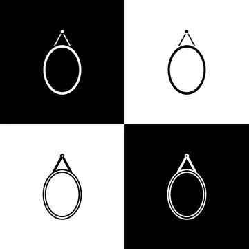 Set Mirror icon isolated on black and white background. Vector Stock Illustration