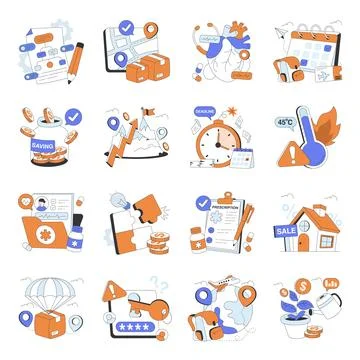 Set of Miscellaneous Flat Illustrations Stock Illustration