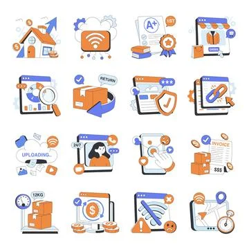 Set of Miscellaneous Flat Illustrations Stock Illustration