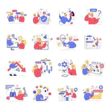 Set of Miscellaneous Flat Illustrations Illustration