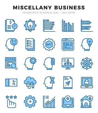 Set of Miscellany Business Icons Two Color icons collection. Stock Illustration