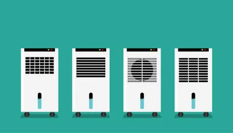 Set of Mist fan in flat style, front view, vector Stock Illustration