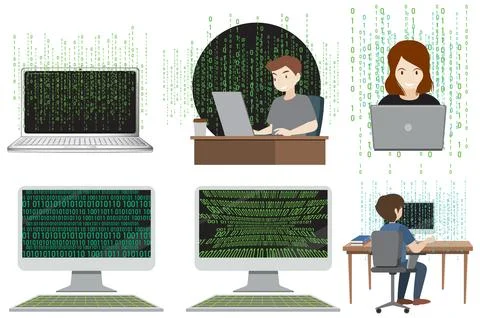 Set of mix the computer code Stock Illustration