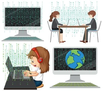 Set of mix the computer code Stock Illustration