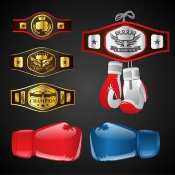 Set of MMA objects - modern vector realistic isolated clip art Stock Illustration