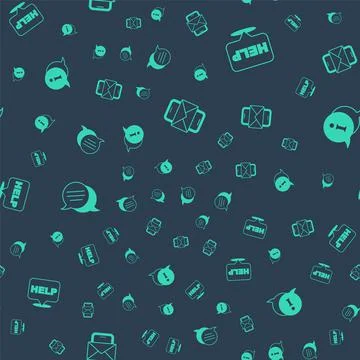 Set Mobile and envelope, Speech bubble with text Help, chat and Information on Stock Illustration