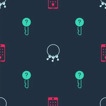 Set Mobile and graphic password, Bunch of keys and Undefined on seamless pattern Illustrazione stock