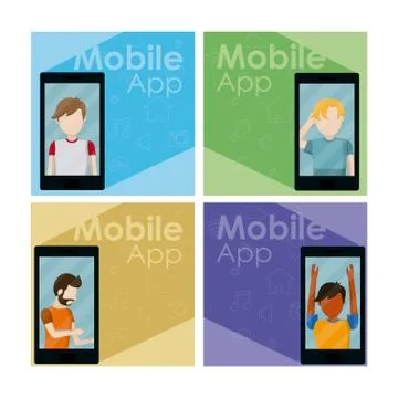 Set of mobile app cards イラスト素材