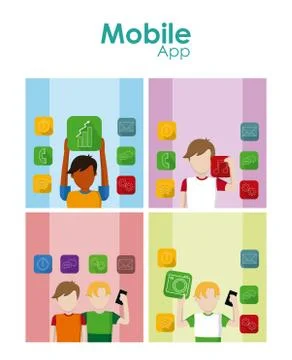 Set of mobile app cards イラスト素材