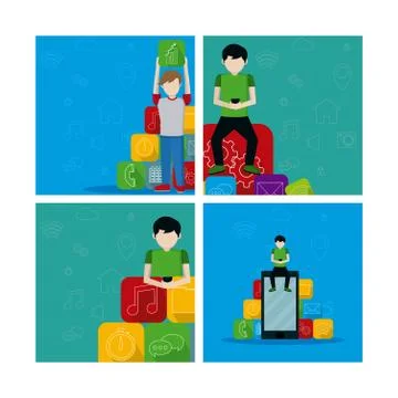 Set of mobile app cards Illustrazione stock