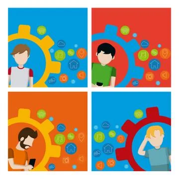 Set of mobile app cards イラスト素材