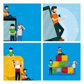 Set of mobile app cards イラスト素材