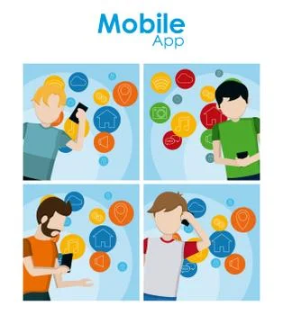 Set of mobile app cards イラスト素材