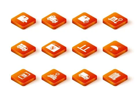 Set Mobile with app tracking, Scale cardboard box, Delivery truck boxes, se.. 스톡 일러스트