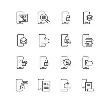 Set of mobile apps and technology icons. Stock-Illustration