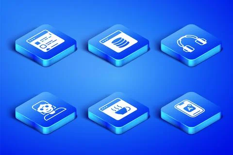 Set Mobile Apps, Browser files, Software, Hacker or coder, Server, Data, Web Stock-Illustration