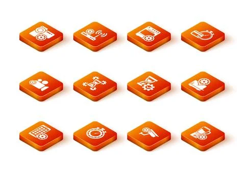 Set Mobile Apps setting, Time management, Video camera, Hourglass, Security.. Stock Illustration