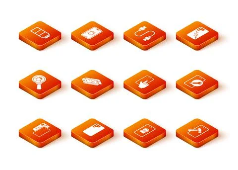 Set Mobile with broken screen, Smartphone, System bug, battery charge, Phone Stock Illustration