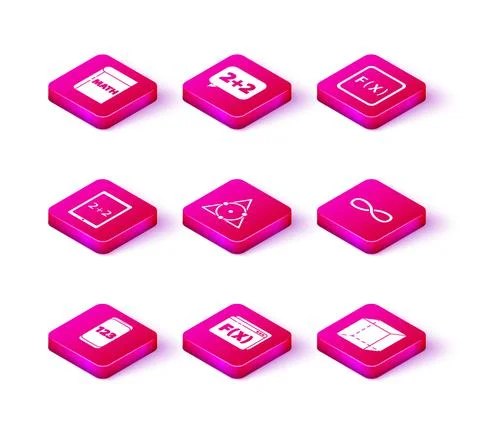 Set Mobile calculator interface, Function mathematical symbol, Tablet with Stock Illustration