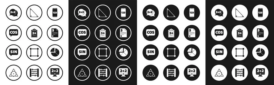 Set Mobile calculator interface, Test exam sheet, Mathematics function cosi.. Stock Illustration