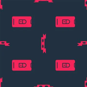Set Mobile with closed padlock and Thief eye mask on seamless pattern. Vector Stock Illustration