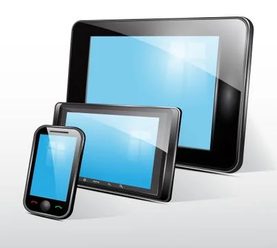 Set of mobile electronic technics. Vector Stock Illustration