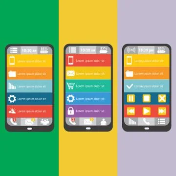 Set mobile elements, vector illustration Stock Illustration