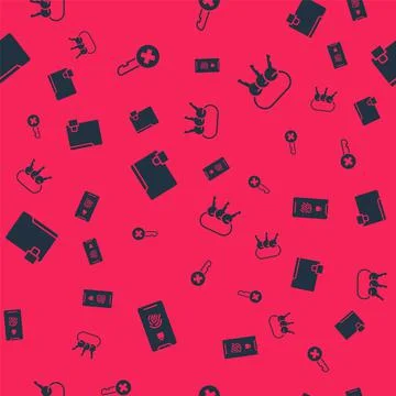 Set Mobile with fingerprint scan, Wrong key, Folder and lock and Bunch of keys Stock Illustration