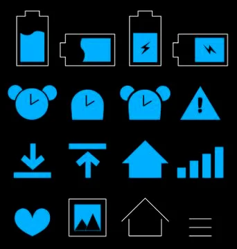 Set of mobile icons on black background Stock Illustration