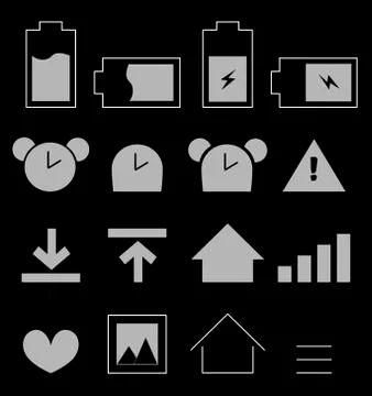 Set of mobile icons on black background Stock Illustration